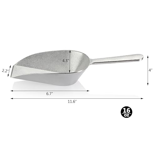 New Star Foodservice Cast Aluminum Flat Bottom Scoop, 16-Ounce, Silver - size: 16-Ounce