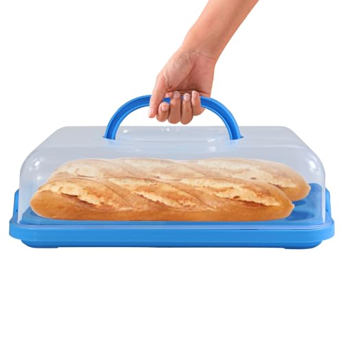 Cake Carrier with Lid, Cake Holder Cupcake Container for 12 Cupcakes 2 in 1 Portable Dessert Container for Pie Muffin Cobbler (Blue) - color: Blue