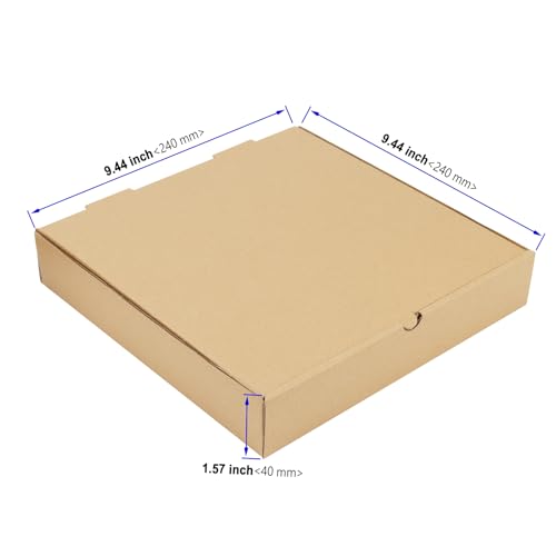 30 PCS 9.4x9.4 Inch Square Cardboard Pizza Box, 1.5 inch Thick Quality Corrugated Pizza Boxes, Disposable Takeaway Packaging Boxes keeps Pizza Fresh, Kraft Brown Color