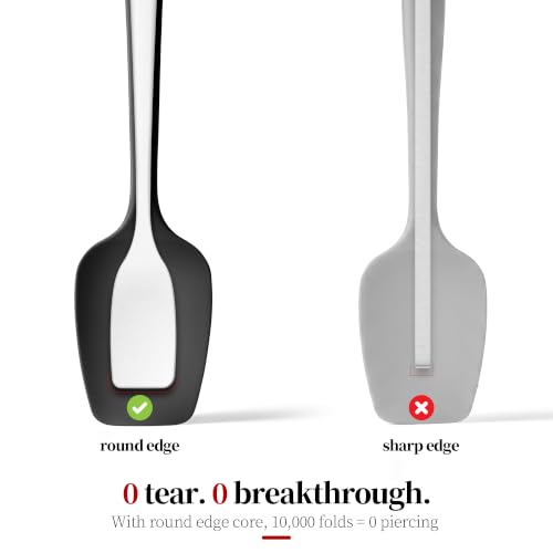 600ºF Heat Resistant Silicone Spoon Spatula Set of 3, Black - color: (2) Black, size: 3 Spoon Spatulas