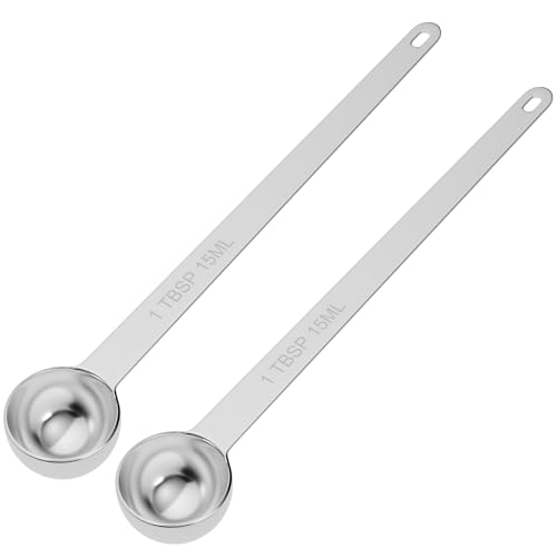 2PCS 1TBSP(15ml) Extra Long Handle Measuring Spoon, 18/8 Stainless Steel - size: 1tbsp|15ml