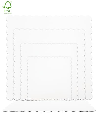 qiqee White 6 Inch Wave Cake Boards 160-Packs Squares Base Food-Grade Cardboard Wave Cake Plate（Thinner But Stronger） - size: 6 inch/ 160 Pcs/ White