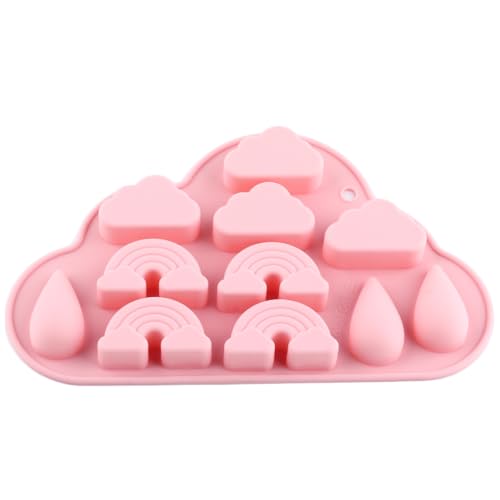 11 Cavity Rainbow Cloud Raindrop Silicone Candy Molds - color: Style D
