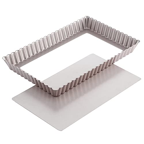 CHEFMADE Rectangle Tart Pan, 7x11-Inch with Removable Loose Bottom Non-Stick Oblong Quiche Bakeware for Oven Baking (Champagne Gold) - size: 7" x 11" Rectangle