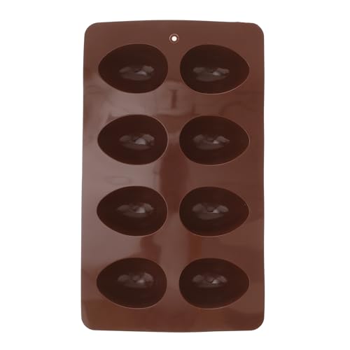 TOYANDONA Silicone Easter Egg Cake Mold – 8-cavity Non-stick Easter Egg Shaped Baking Mold Jelly Baking Mould Ice Cube Tray for Diy Cooking Chocolate, Muffins, And Cakes – Coffee Color - size: 27.00X16.00X2.00CM