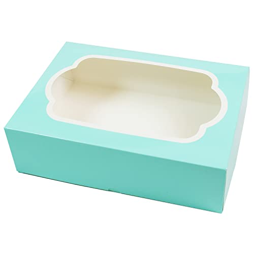 Global Sugar Art 14x10x5 Inch Quarter Sheet Box with Window, Blue, 5-Count - color: Designer Blue
