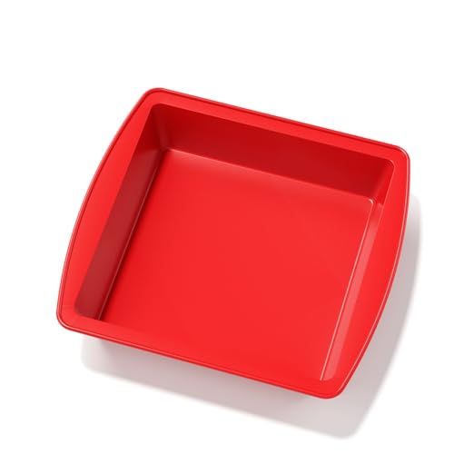 saphe 8 inch Silicone Square Cake Pan Nonstick Silicone Cake Molds, Brownie baking molds for Brownie, Cake, Bread, Pie and Lasagna (1 packs) (1)