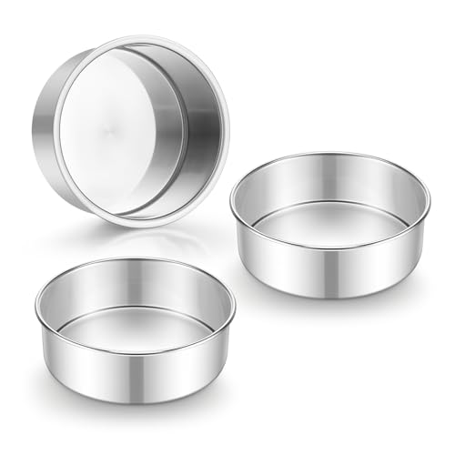 E-far 5 Inch Cake Pan Set of 3, Stainless Steel Small Round Baking Pan Tin - size: 5 Inch(Set of 3)