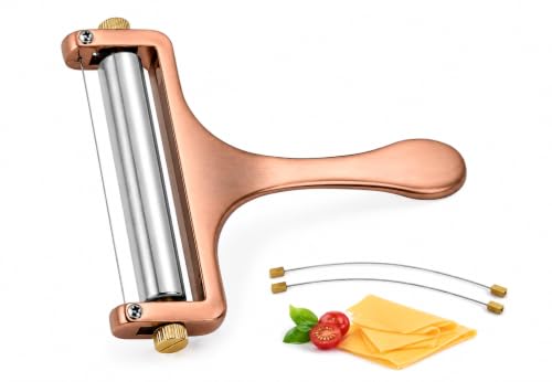 Rolling Cheese Slicer with Wire, Adjustable Thickness (Bronze Wire)