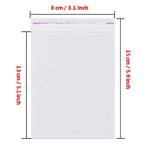 300pcs 3"x5" Clear Resealable Cellophane Bag Self Adhesive Seal - size: 3x5 Inch (Pack of 300)