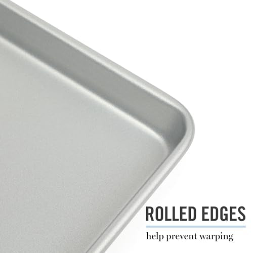 Martha Stewart Gallen 13 x 9 Inch Nonstick Carbon Steel Cookie Sheet - Silver Durable Baking Pan for Cookies, Brownies & Roasting - color: Silver, size: 13" Cookie Sheet