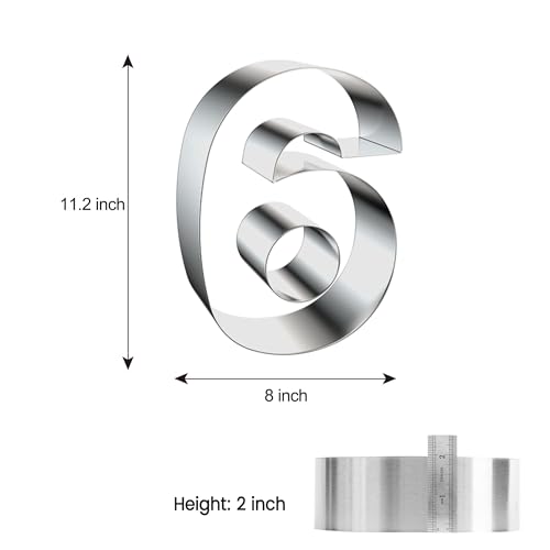 ZADE 11 Inch 304 Stainless Steel Large Size Number Cake Mousse Mold Number 6 Tiramisu Cheesecake Mold Cookie Cutter Bakeware 3D Cake Baking Pan for Birthday and Baking, Party - size: #6 or #9,11inch