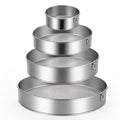 4 Pack Flour Sifter with Hanging Ring, Stainless Steel Fine Mesh Strainers, 5.9”/7.9”/10”/11.8” Round Sieve for Baking Cake Bread, 40 & 60 Mesh (Silver)