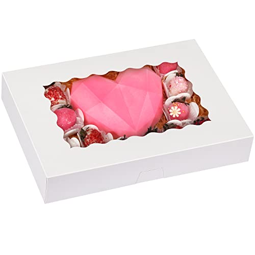 Moretoes 40pcs Cookie Boxes with Window, Auto-Popup Boxes,White,14x10x2.5 - size: 14x10x2.5inch