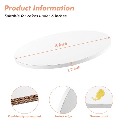 15 Pack Cake Drum Boards 8 Inch Round Cake Drums White 1/2” Thick Cake Drum Corrugated Cardboard Cake Board Base for Multi-Layer Cakes Sturdy Cake Decorating Supplies - size: 8 Inch - 15 Pack