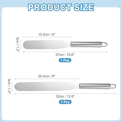 uxcell Cake Offset Spatula Set, 6/8" Icing Spatula 2pcs Silver,Straight - size: 6, 8"