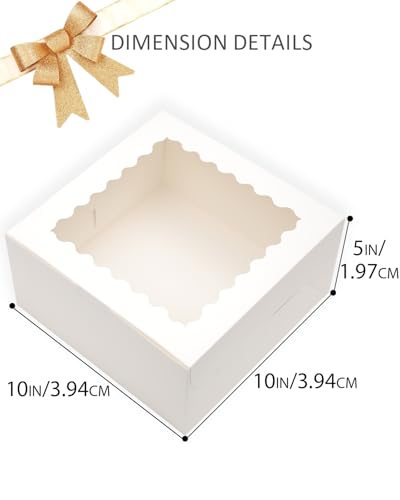10"x10"x5" Cake Box, 36 Sets White Cake Box with Window ＆ 36 Sets 10" White Cake Round Boards, for Cake, Treat Cookie Dessert, Pastry, Birthday Party, Weddings - color: White, size: 10"x10"x5", 36Pcs