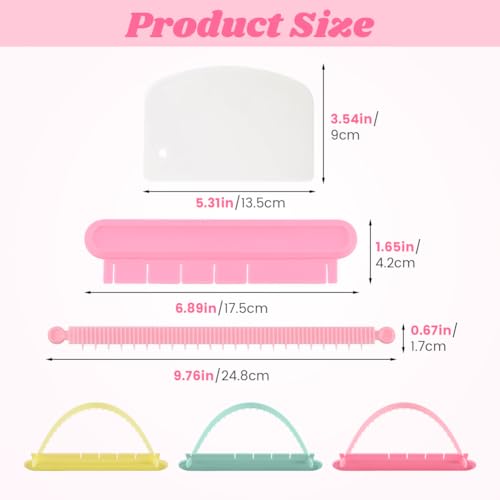 3 Pack Cake Arch Guide Tool with 3pcs Scrapers, Cake-Arc Ruler Writing Tools, Convenient for Controlling the Size and Position of the Arc, Convenient for Beginners to Use