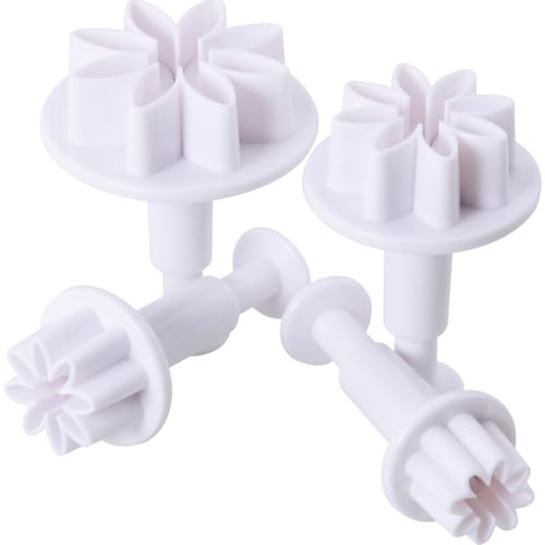 ZCZQC 4PCS Pastry Molds Small Daisy Shaped Piston Cutters Candy Cake Cupcake Decorating DIY Molds for Cutting Sugar Paste Fondant and Cookies