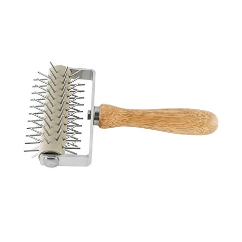 Homemade Stainless Steel Pizza Cake Pie Bread Pastry Baking Tool Dough Docker Needle Roller Wheel - color: Yellow-1
