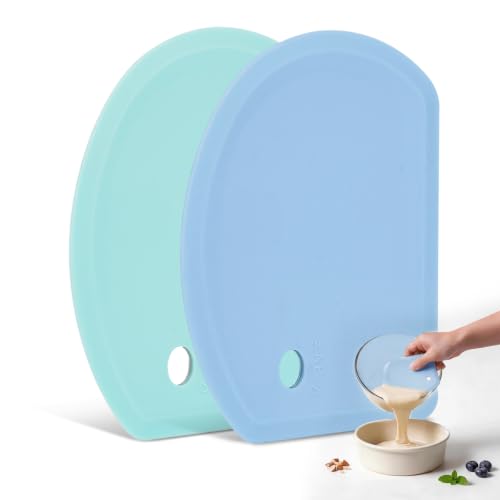 Silicone Dough Scraper with Metal Core Flexible Bowl Scraper Bread Baking - color: Blue & Mint Green