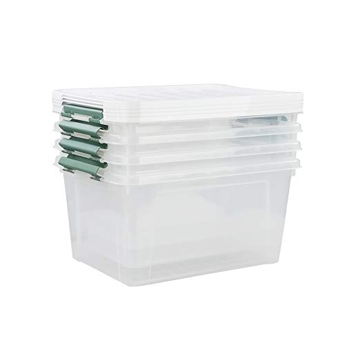 Gloreen 20 QT Clear Lidded Storage Bin, Multipurpose Storage Boxes Set of 4 - size: 20 Quart, 4 Packs