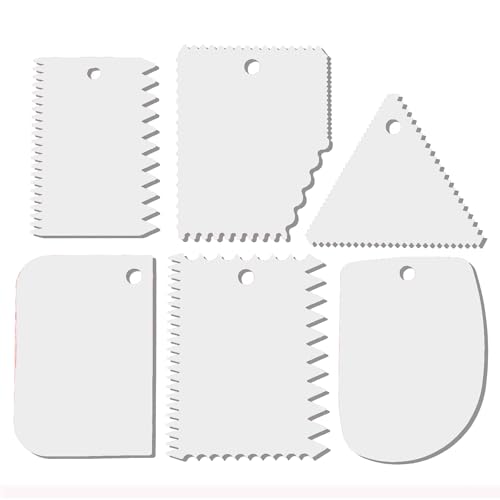 Cake Scraper, 6 Pcs Cake Smoother Scraper, Dough Scraper White - color: White