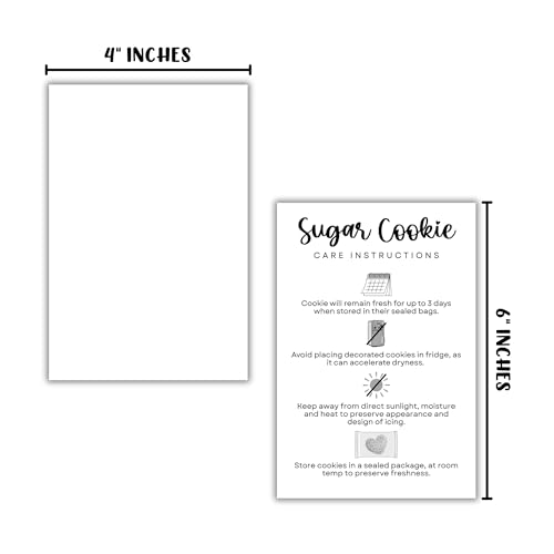 Cookie Backer Cardstock Grease Resistant Proof 30pk 4x6” Plain White for Sugar Cookies Sprinkles for Bags Care Instructions Packaging Storage Preservation Baking