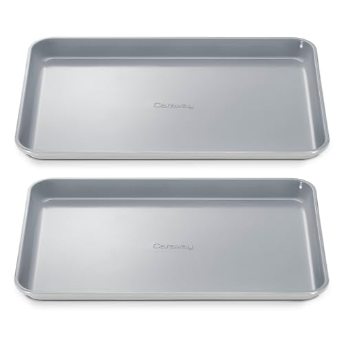 Caraway Non-Stick Ceramic Medium Baking Sheet Duo - color: Gray, size: 2x Medium 10" x 15"