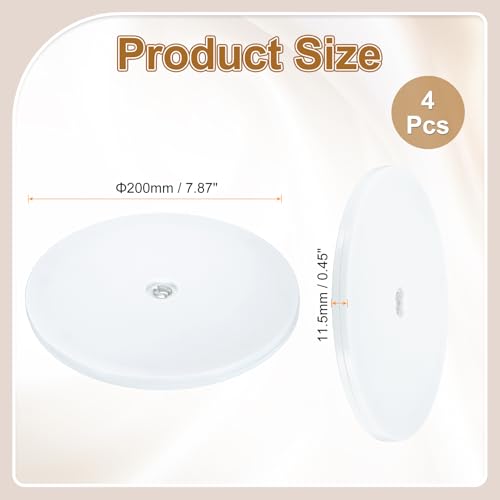 uxcell 4Pack Acrylic Lazy Susan Turntable, 8" Spinner Lazy Susan Turntable Organizer, Acrylic Ball Bearing Rotating Tray for Pantry Spice Rack Decorating, White - size: 8"