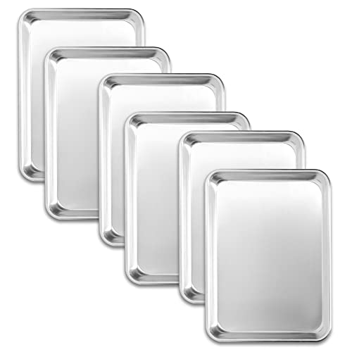BIEAMA 6 Pack Quarter Size Aluminum Baking Sheet Pan, 13" × 10" - size: 6PACK 13"×10"