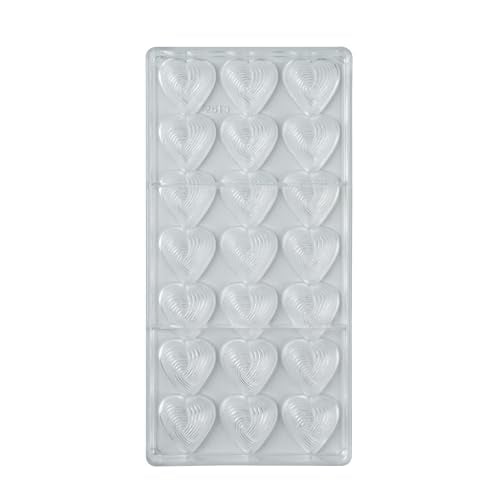 Restaurantware-Pastry Tek 10.8 x 5.3 Inch Chocolate Shaping Mold, 1 Freezable Candy Mold - 21 Cavities, Heart-Shaped, Clear Polycarbonate, For Chocolate, Dishwashable, Easy To Release - size: 1 Count | 10.8 x 5.3 Inch, style: Heart