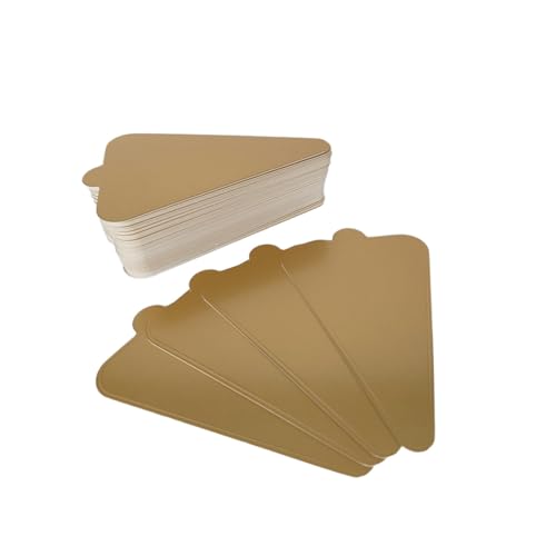 4.6 Inch Gold Triangle Cake Boards, Disposable Mini Cardboard Cake Plates, Golden Paper Dessert Mousse Cake Slice Base for Cheesecake, Cupcake, Treats, Wedding & Birthday Party Supplies (200 Pack)