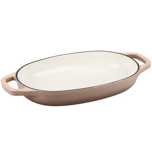 EDGING CASTING Enameled Cast Iron Oval Dutch Oven Pot with Lid, Dutch Oven for Sourdough Bread Baking, Bread Oven, Bread Dutch Oven, Oval Bread Pan, 5qt, Mocha - color: Mocha, size: 5 Quart