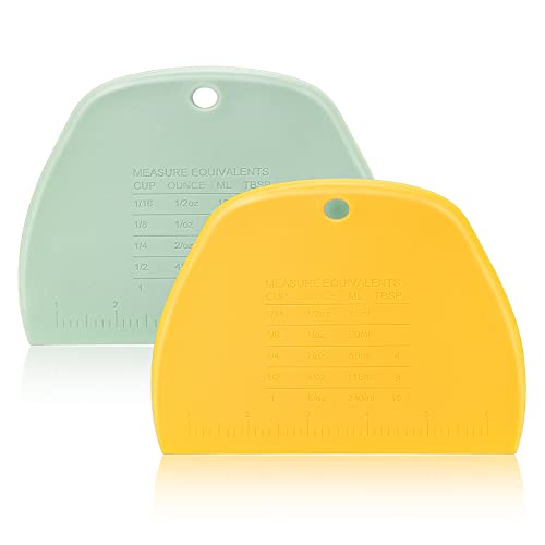 Dough Scraper Bench Scraper for Baking,3 Pieces Food Safe Plastic Dough/Cake/Bread/Pizza Cutter for Kitchen tools - color: Green,Yellow