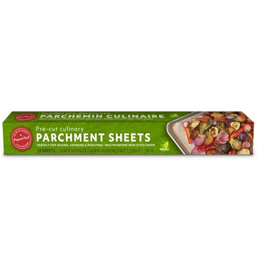 PaperChef Culinary Parchment Non-Stick Pre-cut Sheets 15x16.5", 24-ct - size: Pre-cut 41 sq ft (Pack of 1)