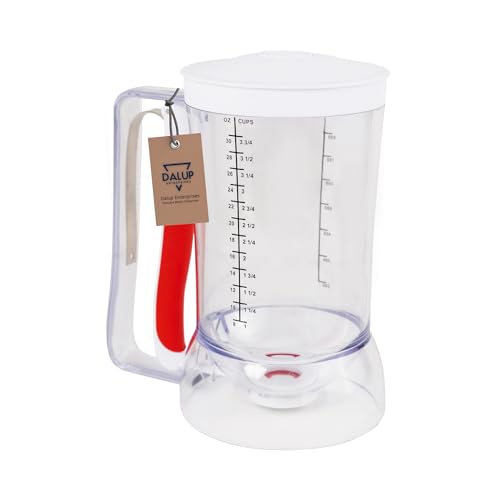 Mess-Free Pancakes Pourer & Cupcake Batter Dispenser | 4 Cup Capacity | Precision Pour Control & Easy-Squeeze Handle | BPA-Free Kitchen Tool for Waffles, Crepes & Muffins - color: White