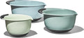 OXO Good Grips 3-Piece Plastic Mixing Bowl Set- Blue, Gray, Jade - color: Blue/Jade/Gray, size: Small, Medium, Large