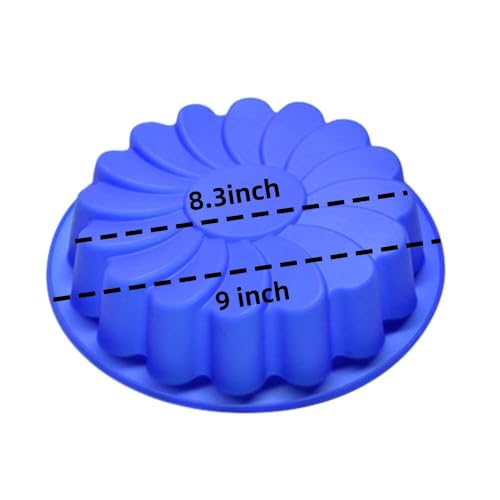 Jiareally Silicone Large Flower Cake Mould for Chocolate Jello Candy Silicone Baking Molds for Cakes,9 inch Non-Stick Fluted Tube Cake Pans