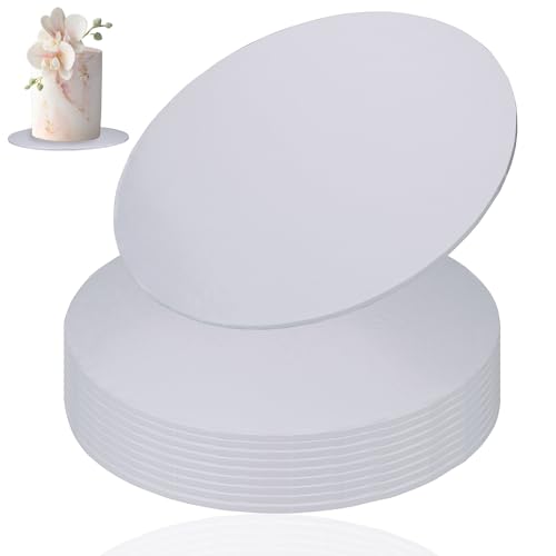14 inch Round Cake Drum Boards, Dulinkas 1/4 Inch Thick White Corrugated Cardboard Cake Base Grease-Resistant Cake Boards for Multi-Layer Cakes, Weddings & Parties 10 Pack - size: 14 inch