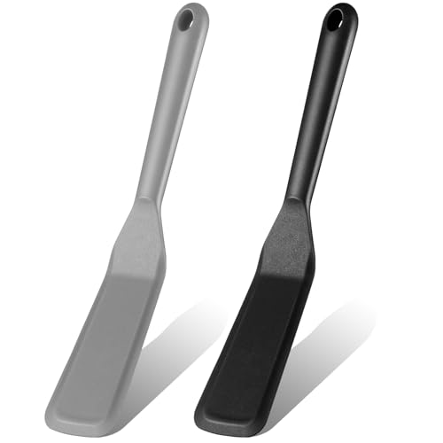 Zopeal 2 Pcs Crepe Spatula Narrow Silicone Long Non Stick, Black, Gray - color: Black, Gray