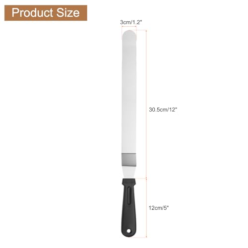 uxcell Icing Spatula with 12 Inch Stainless Steel Bent Blade Cake Angled Scraper Offset Frosting Spatula with Plastic Handle for Cake Decorating, Smoothing Frosting, Baking, Black - size: 12 Inch