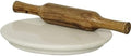 Natural Marble Rolling Board and Wooden Rolling Pin Set, 10 Inch Round Marble Chakla Belan for Roti, Chapati, Pizza Dough, Pastry and Baking, Stone Rolling Surface for Kitchen - size: 10 Inches