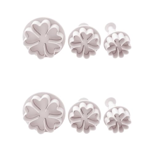 6PCS Flower Plunger Cookie Cutters Set, Cake Decorating Fondant Mold, Mini Plastic Fondant Molds for Cake Decorating Sugarcraft Baking Tools DIY Dessert Sculpting Kitchen Accessories - size: Flower