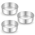 E-far 7 Inch Cake Pan Set of 3, Stainless Steel Round Baking Pans Tins - size: 7 x 2 Inch
