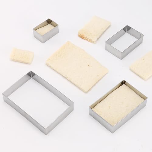 Rectangle Cookie Cutter ANCKNE Stainless Steel Rectangle Biscuit Molds Square Pastry Molds Fondant Cake Cookie Cutter Set 1 Inch Depth - color: Rectangle