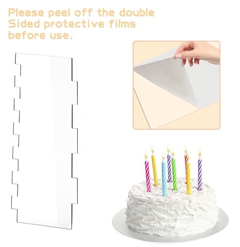 4 Pcs Cake Scraper Set Acrylic Cake Decorating Supplies Large Transparent Cake Smoother for Icing Perfect for Butter Cream Frosting with 7 Different Shapes Durable