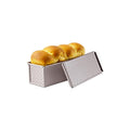 CHEFMADE Mini Pullman Loaf Pan with Lid, 0.66Lb Dough Capacity Non-Stick Rectangle Corrugated Toast Box for Oven Baking 2.8" x 8.3"x 2.7"(Champagne Gold) - size: 04 - 0.66Lb Dough-Cap. Corrugated (Mini)