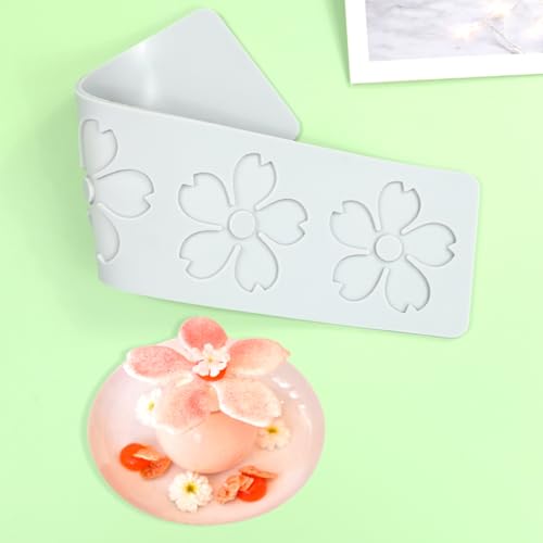 mostsom 3D Hollow Out Lace Mold 3D Cherry Blossom Cake Lace Mold Flower Silicone Mould Fondant Mold Chocolate Stencil Cake Decorating Border Bakeware (H_ Cherry Blossom) - size: H_ Cherry Blossom