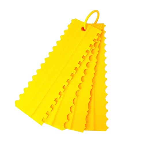 A Set of Cake Scraper 4pcs Plastic Double Sided Icing Smoother Frosting Comb Decorating Polisher Baking Diy Tool Accessories (Yellow) - color: Yellow